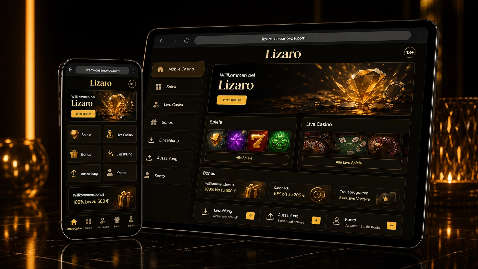 Lizaro Casino App und mobiles Spielen